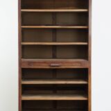 Antique oak notary cabinet with two roller doors and a working lock