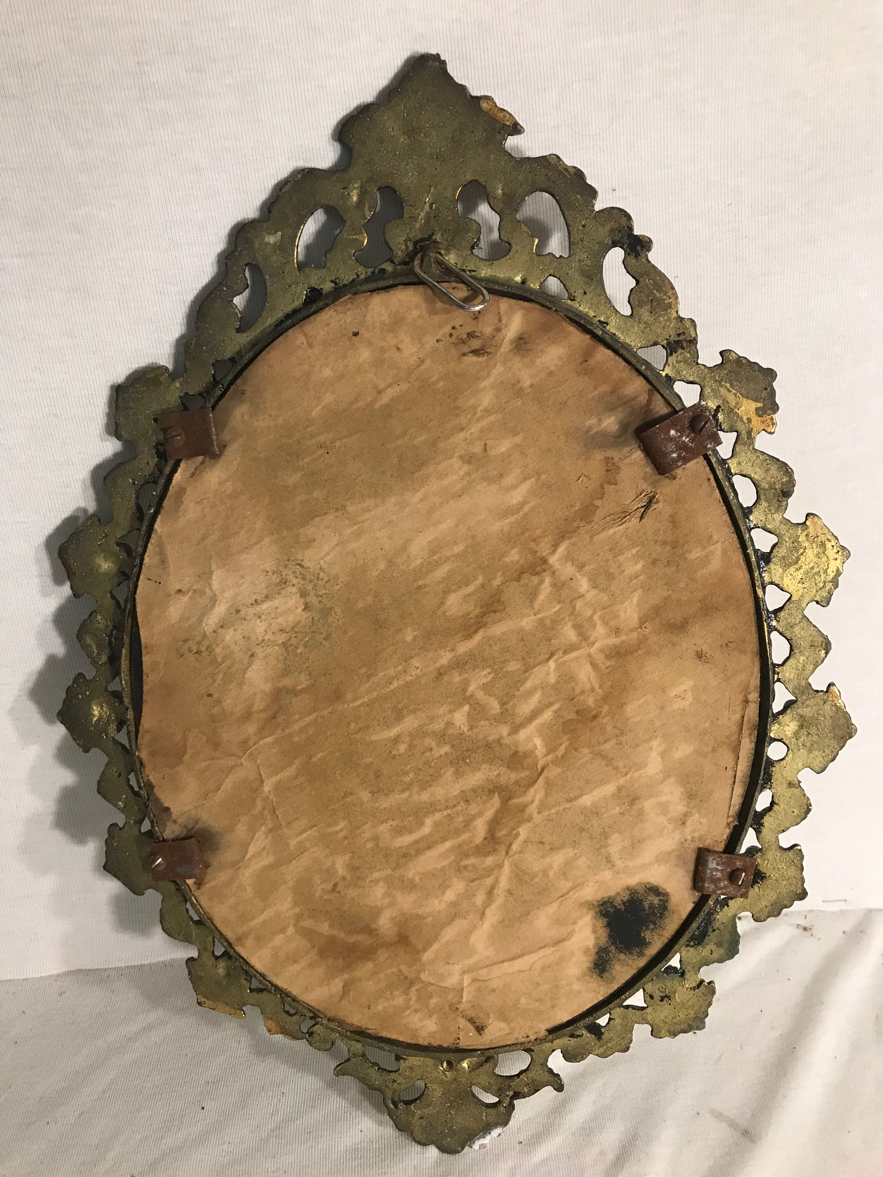 Former mirror bronze gold locket + glass beveled vintage 30x41cm