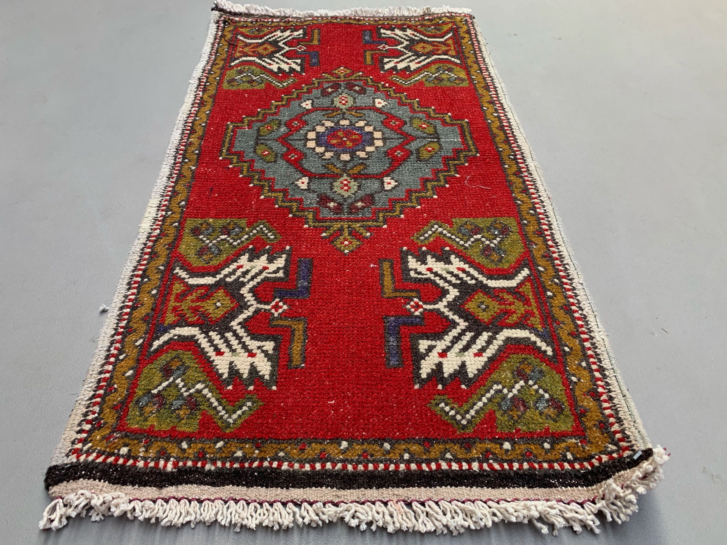 Small Vintage Turkish Rug 101x55 cm, Short Runner, Tribal, Shabby Chic