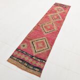 2x10 Pink Red Oriental Vintage Runner Rug