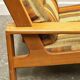 Grande chaise longue vintage en bois d'orme avec tissu d'origine, années 1970, France