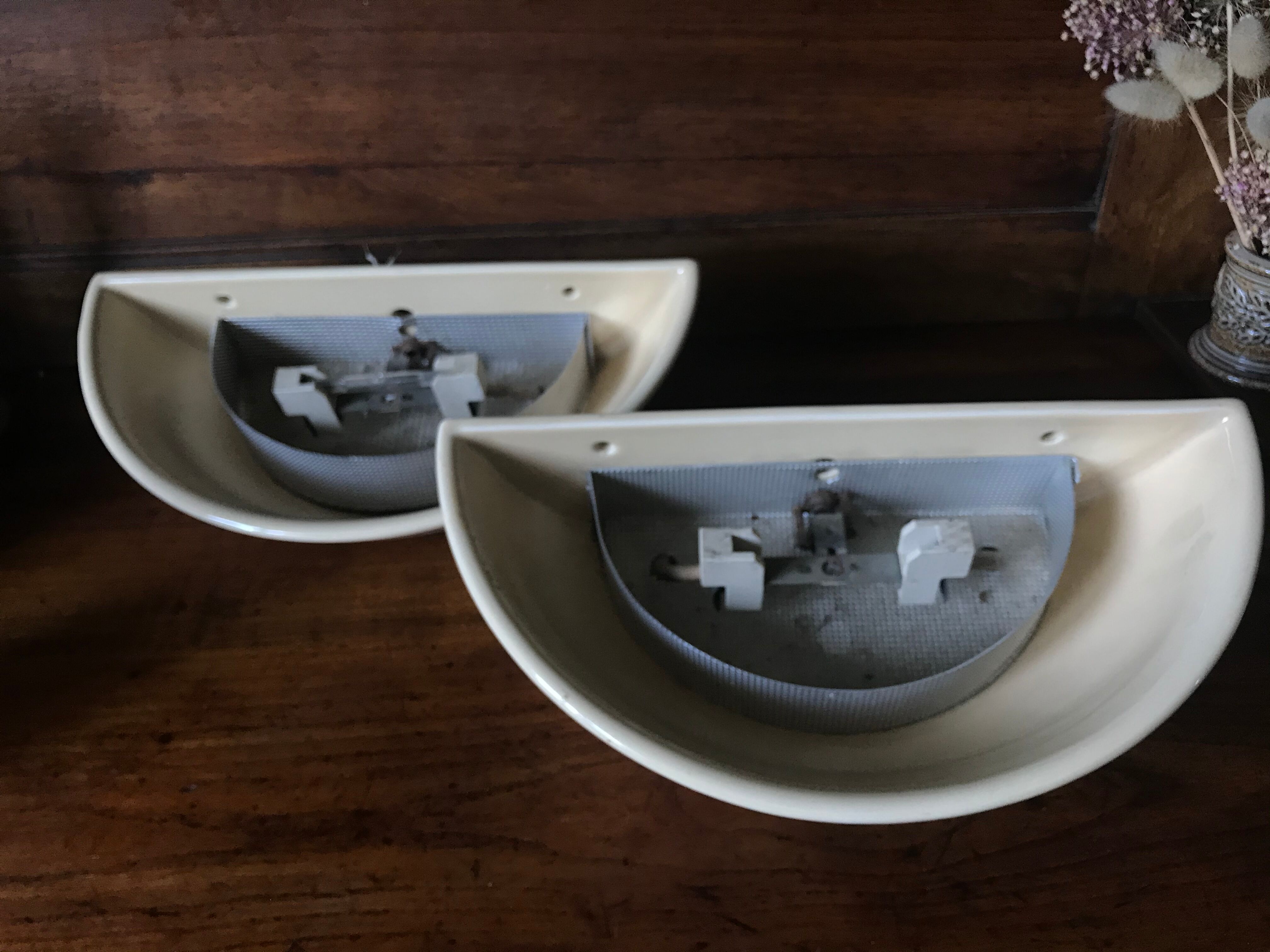 Pair of enamelled ceramic wall light