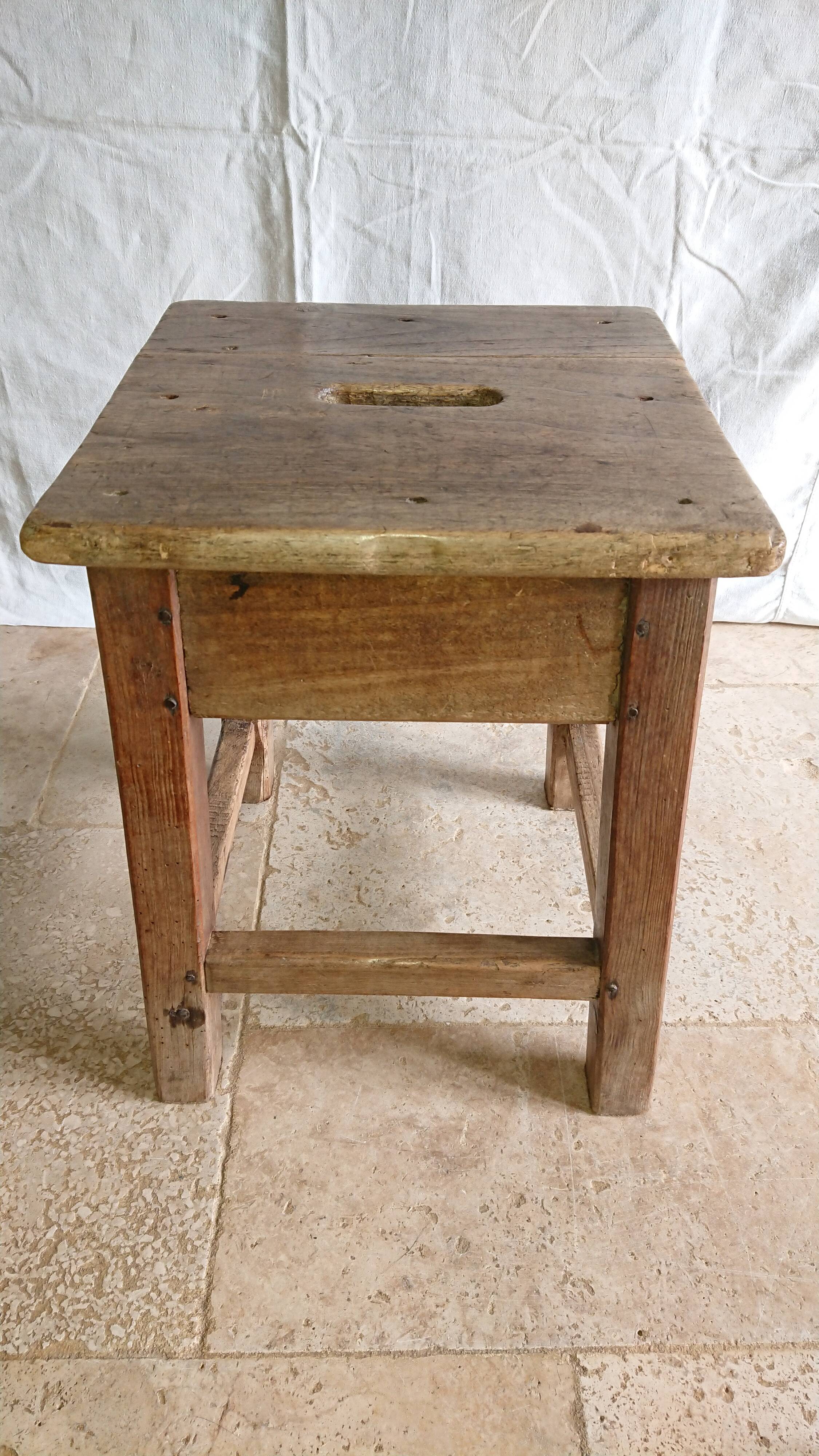 Raw wooden workshop stool