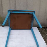 Blue schoolboy desk with ink out slot