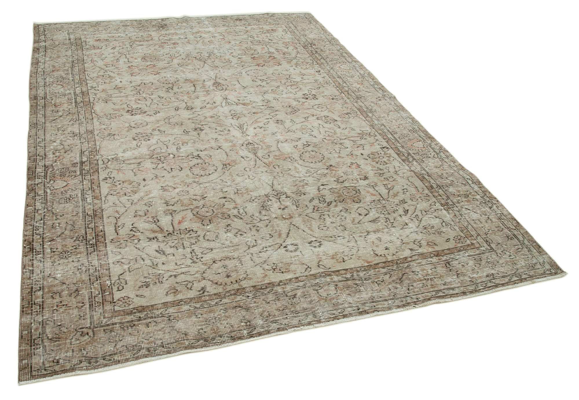 Hand-Knotted Rustic Turkish Beige Rug 196 cm x 267 cm - 36644