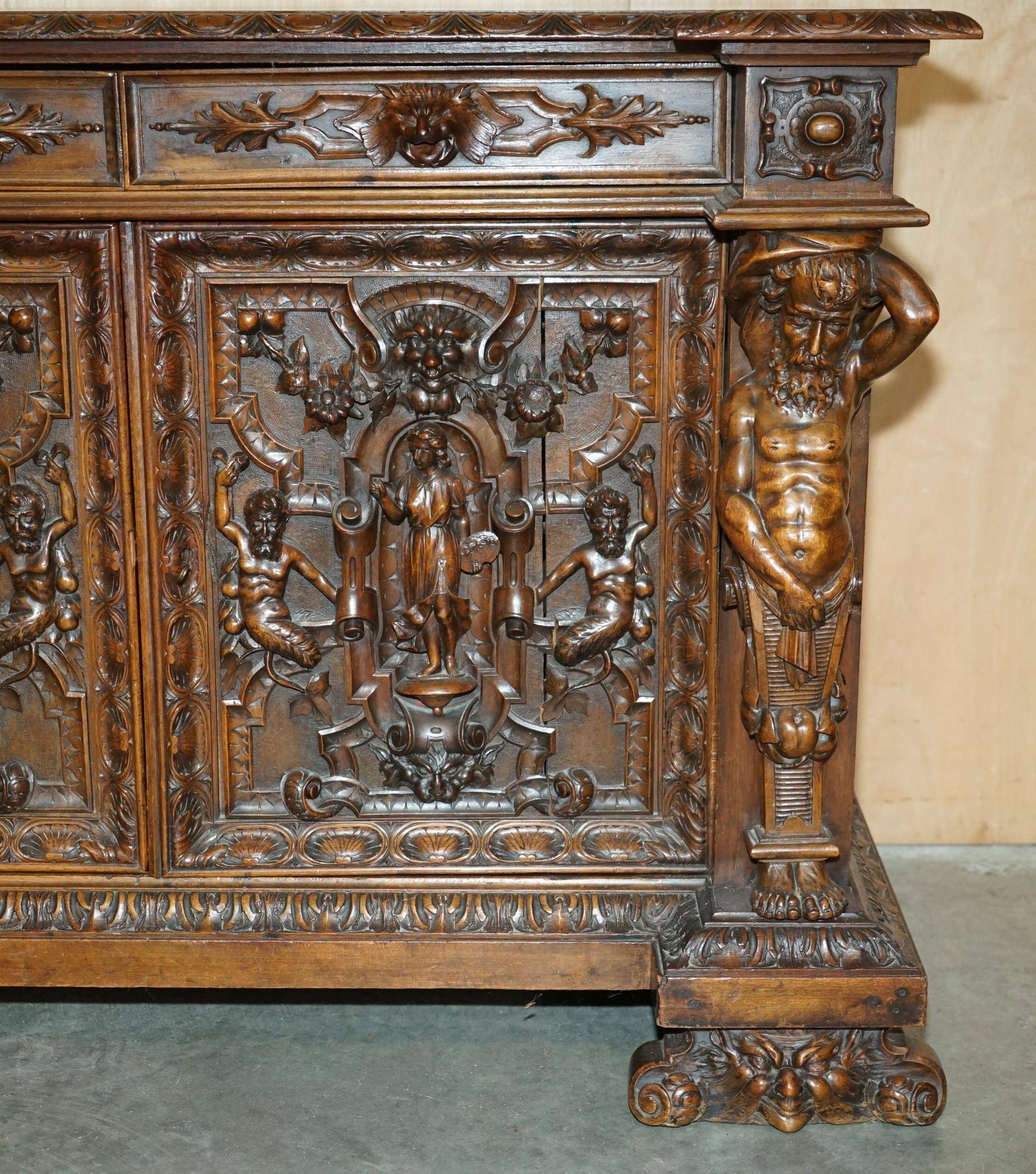 French walnut buffet sideboard, decorated, circa 1850.
