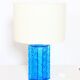 Vintage 1960s table lamp in azure blue pressed glass for Orref.