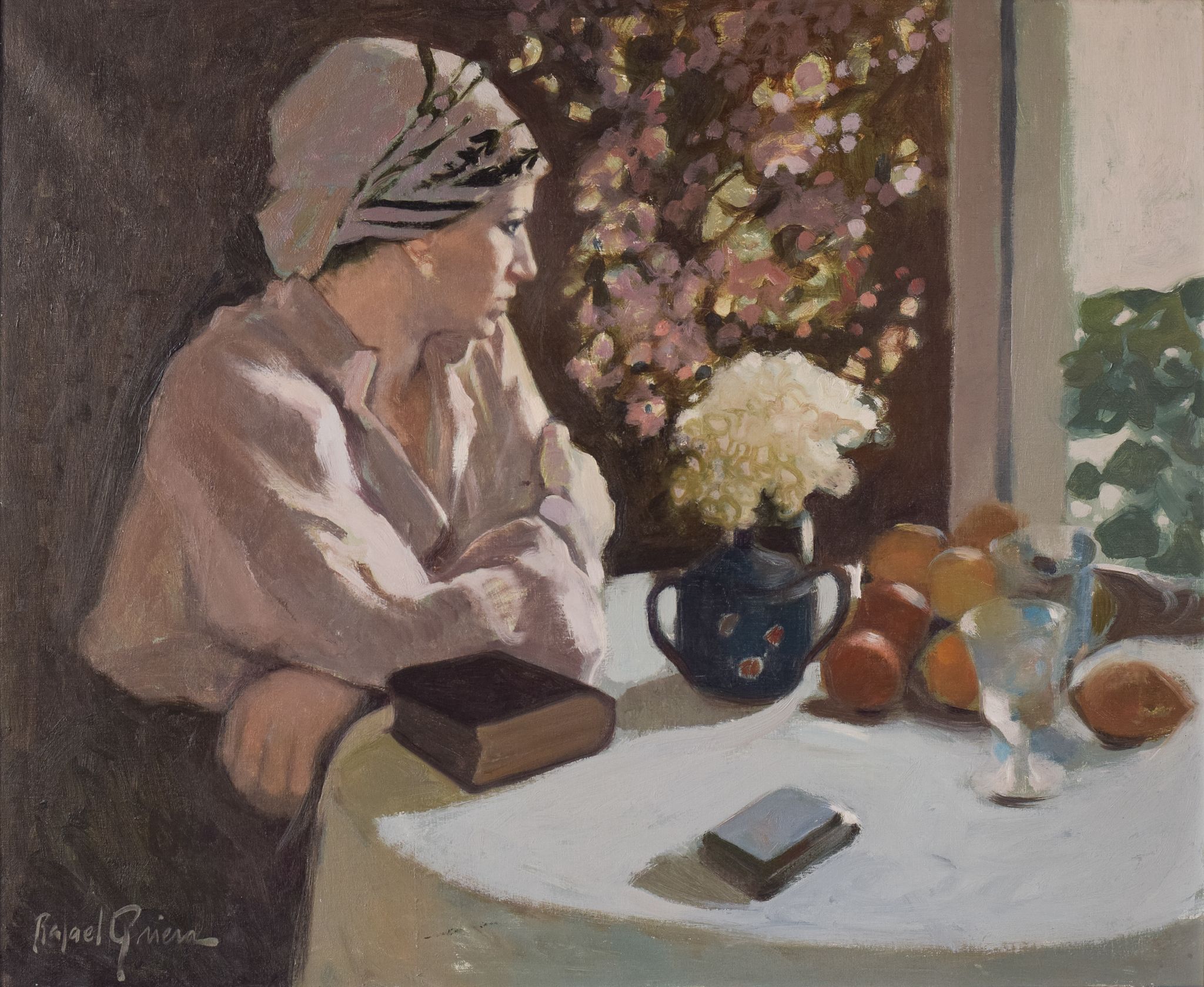 Rafael griera - portrait of a lady at a window