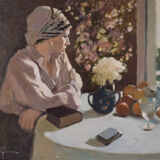 Rafael griera portrait d’une dame à la fenêtre