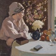 Rafael griera - portrait of a lady at a window