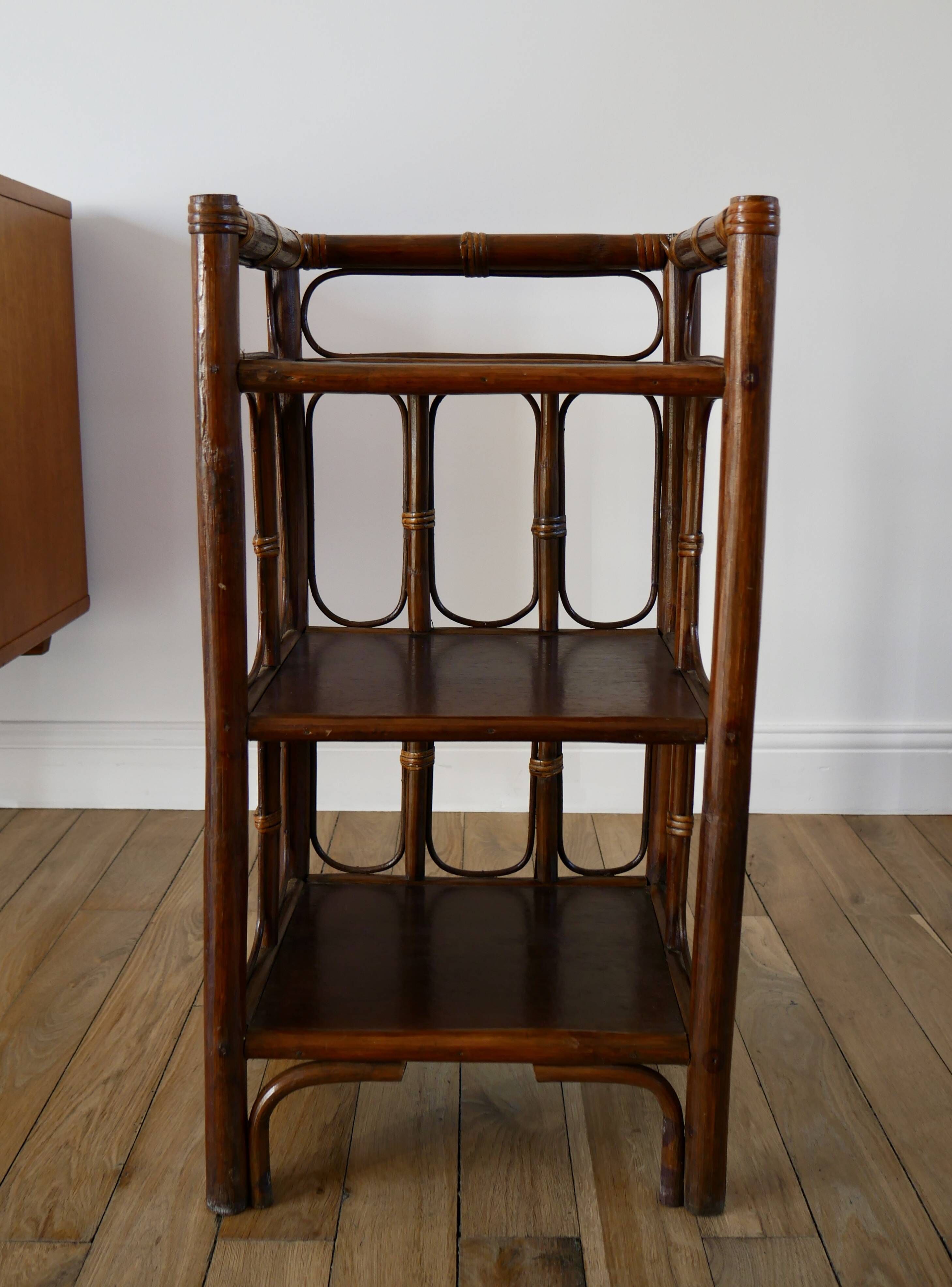 Rattan side table / bedside table bamboo style rattan bedside table bamboo style 70s