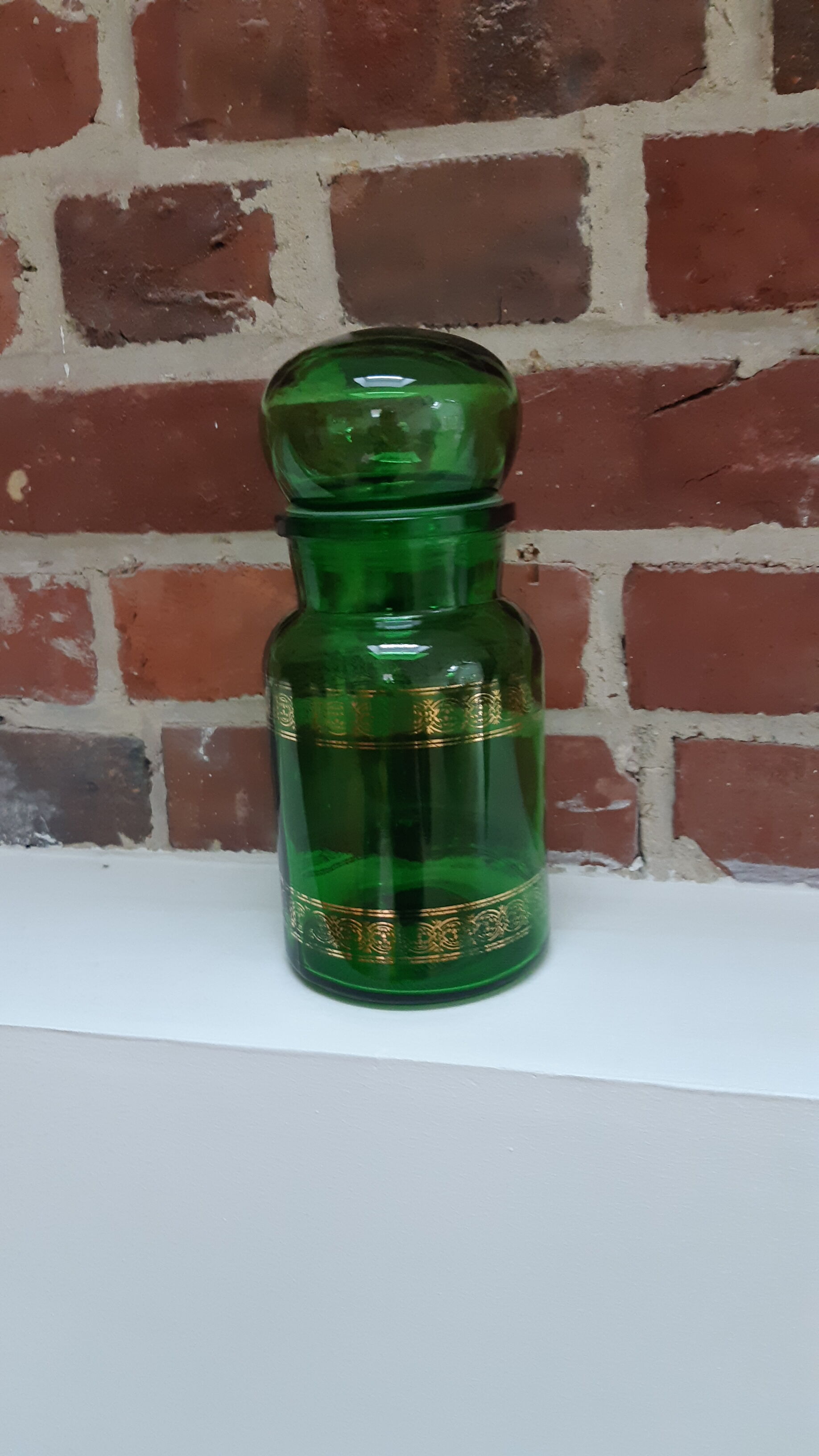 Green glass jar
