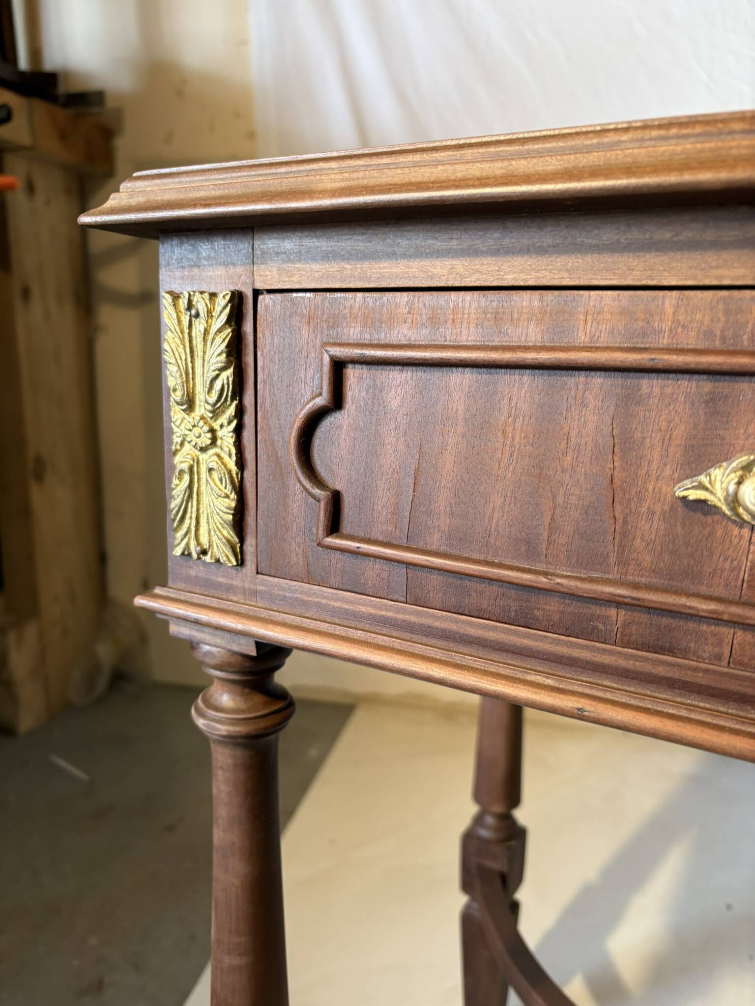 Pair of Louis XVI style bedside tables – gilt bronze details