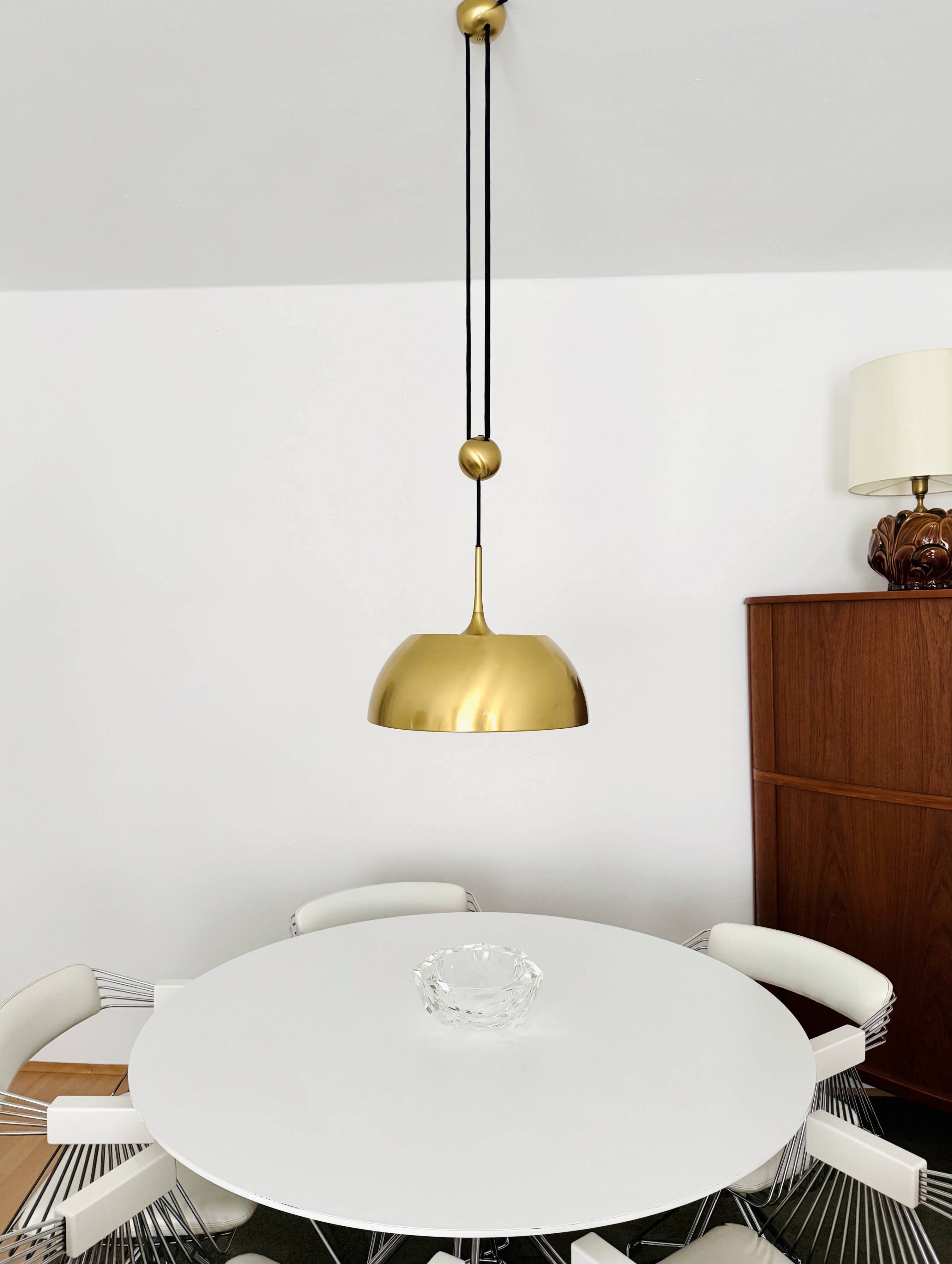 Breathtaking Brass Pendant Lamp with Counterweight by Florian Schulz