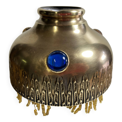 Abat-jour cabochons, laiton et pampilles, 1900