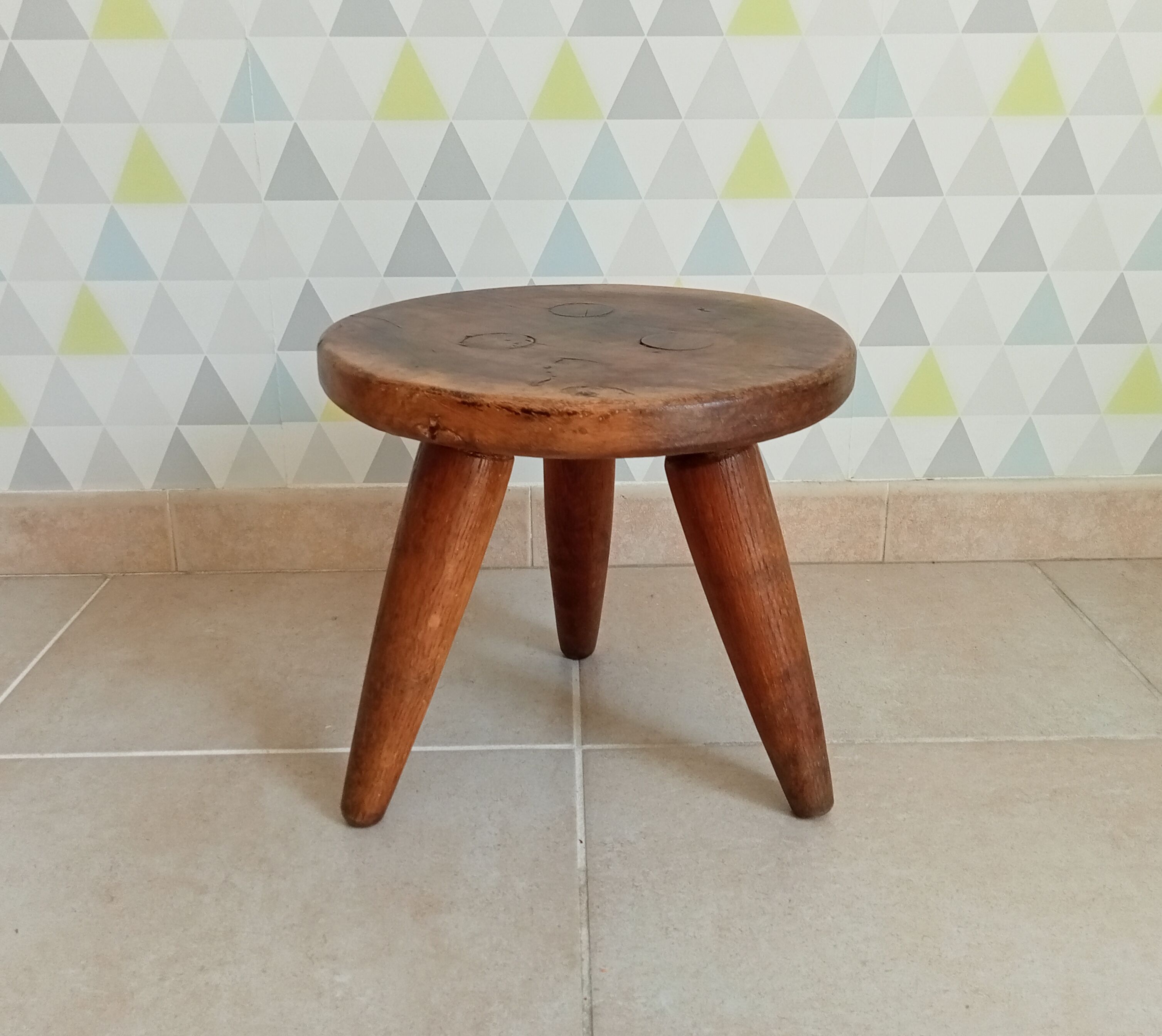 Antique walnut milking stool