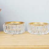 Set of two crystal buds with brass border, vintage