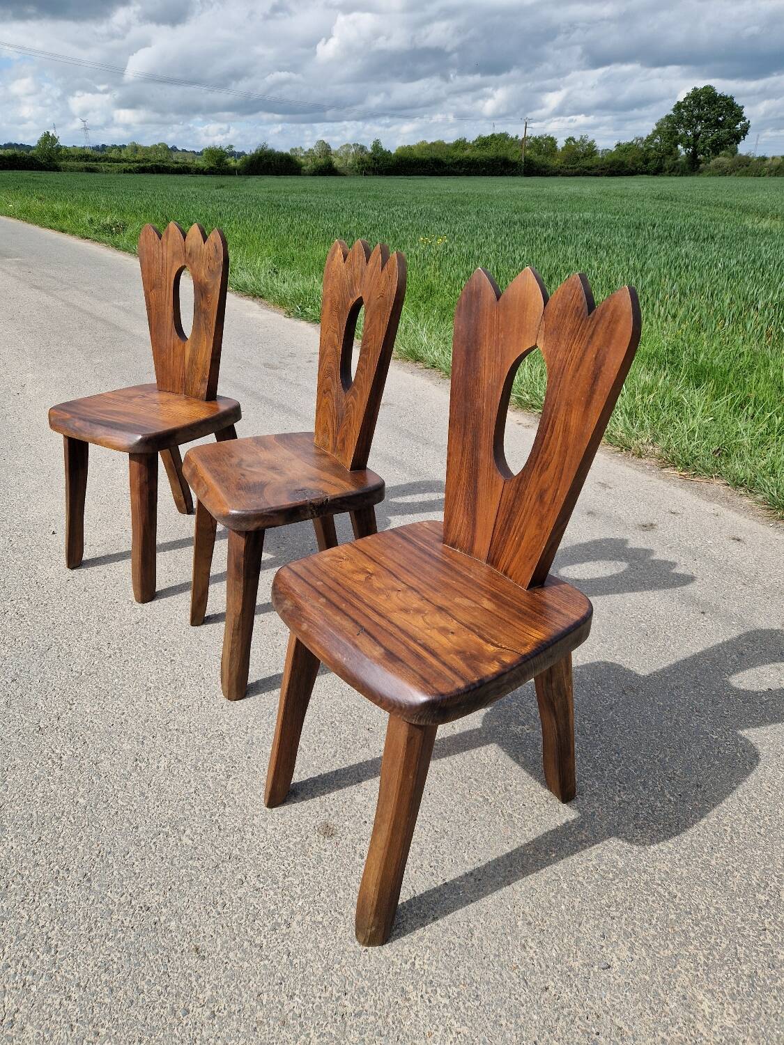 Lot de 3 chaises brutaliste Aranjou style olavi Hanninen