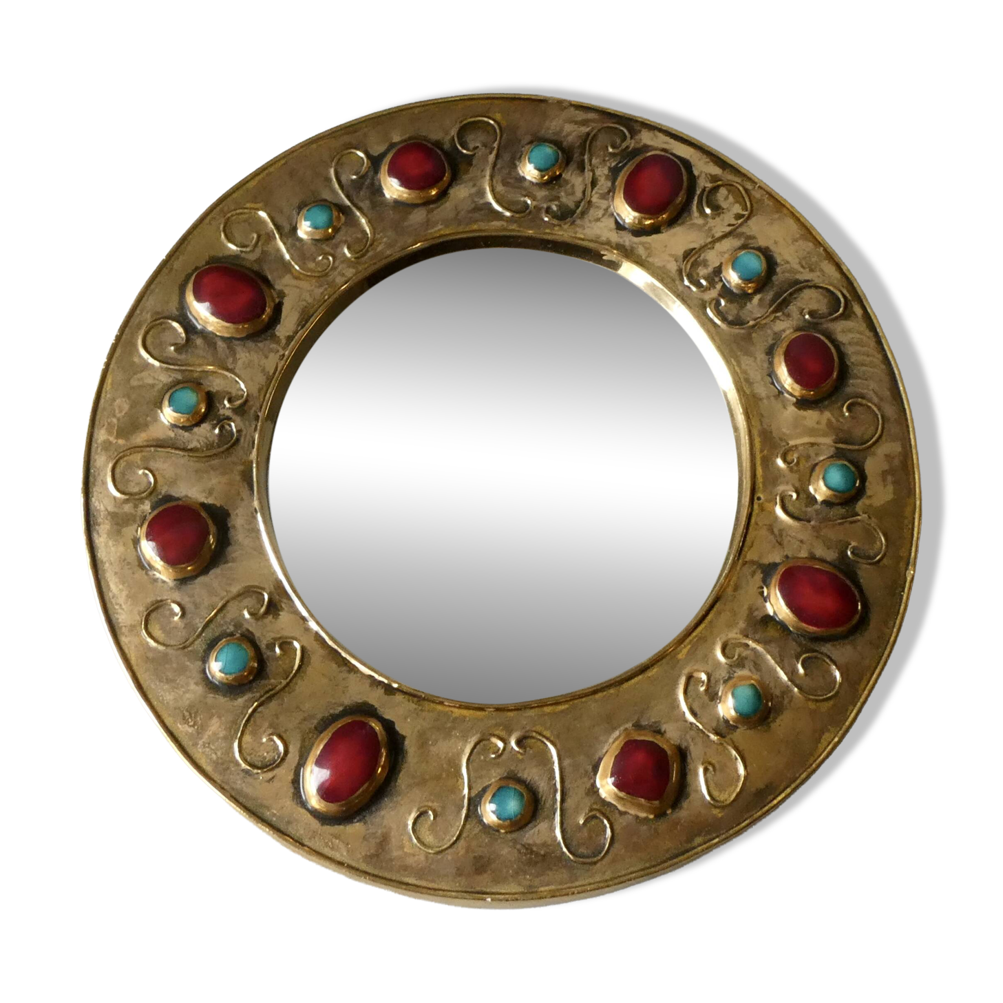 Mirror by François Lembo in glazed ceramic.