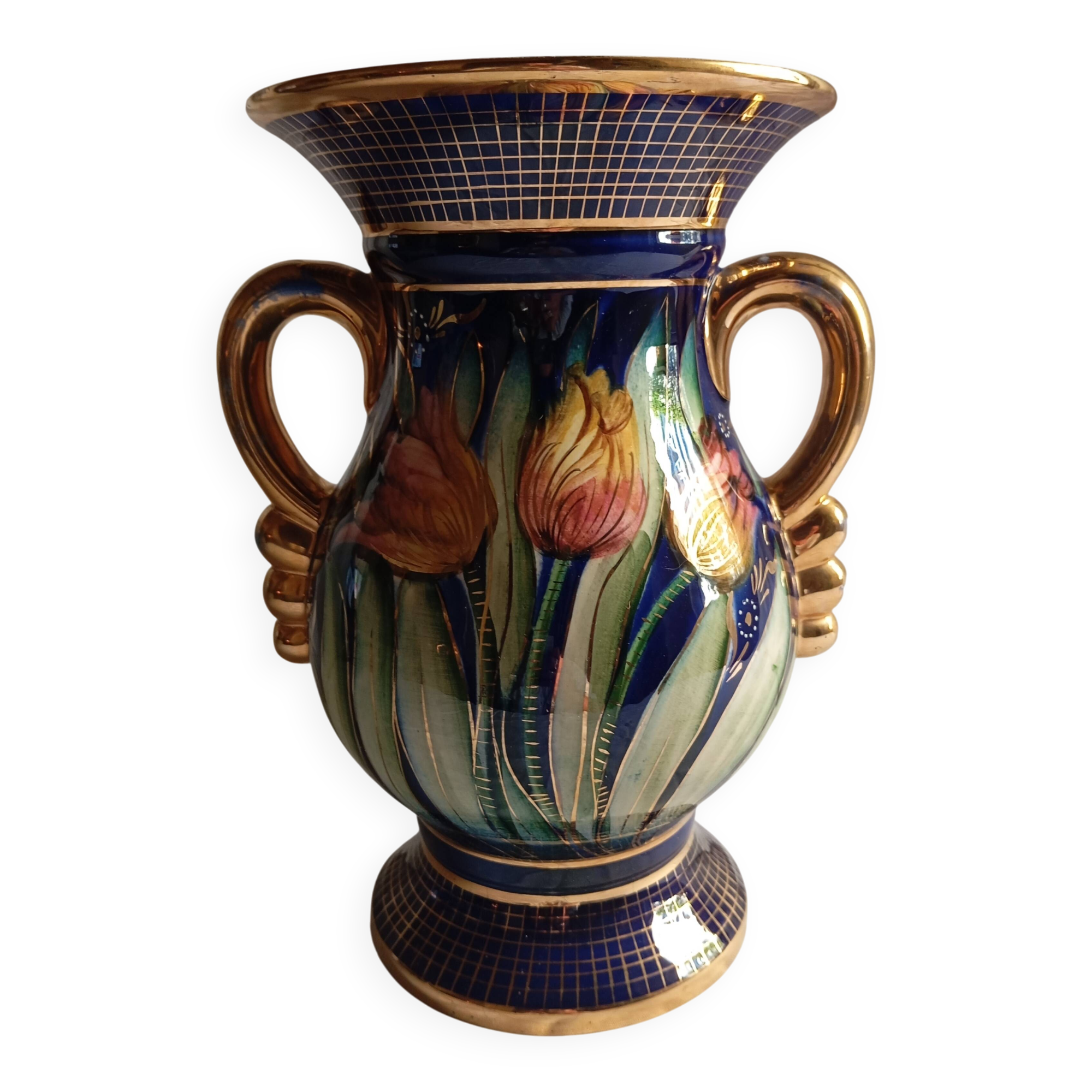 Vintage "h.bequet" earthenware vase