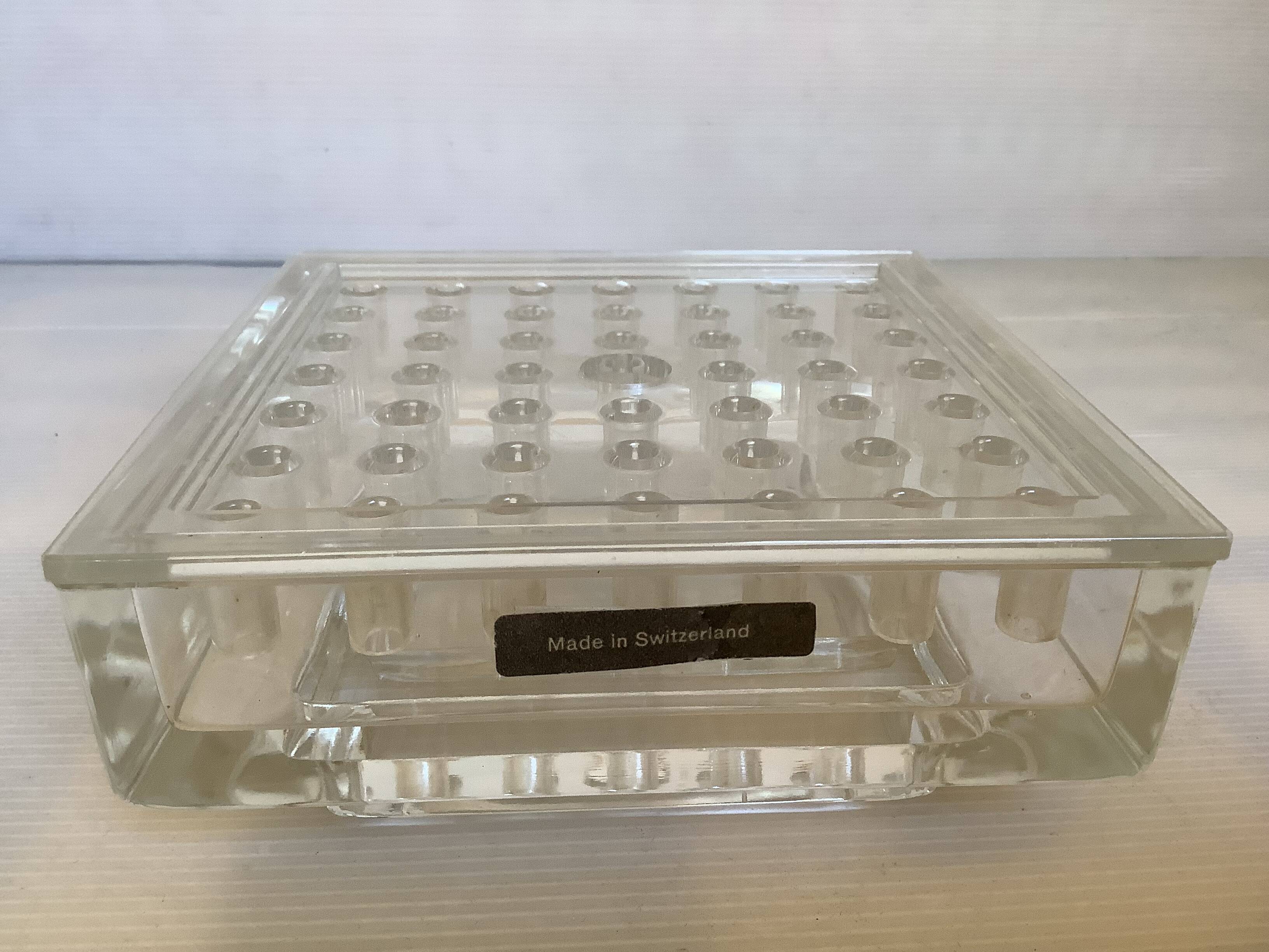 Lucite and Swiss glass flower vase