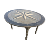 Oval campaign table with stolen solid wood
