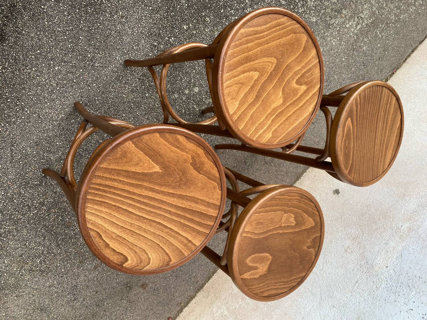 Set de 4 tabourets de bar, bois courbé