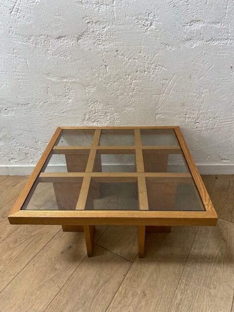 Wooden and glass coffee table