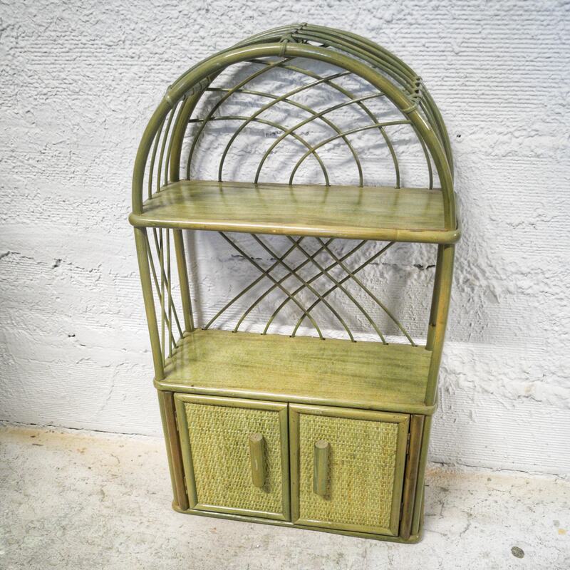 Green rattan shelf