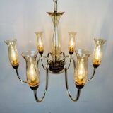 Vintage Murano glass chandelier in amber by De Majo, Italy, 1970s.