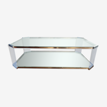 Italian brass and plexiglass coffee table 1970