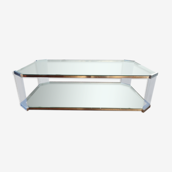 Table basse Italienne laiton et plexiglass 1970