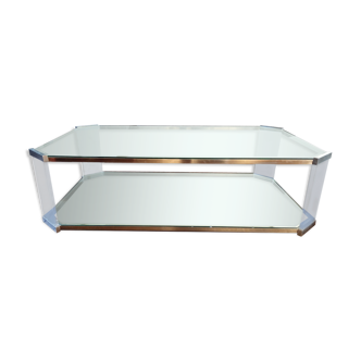 Italian brass and plexiglass coffee table 1970