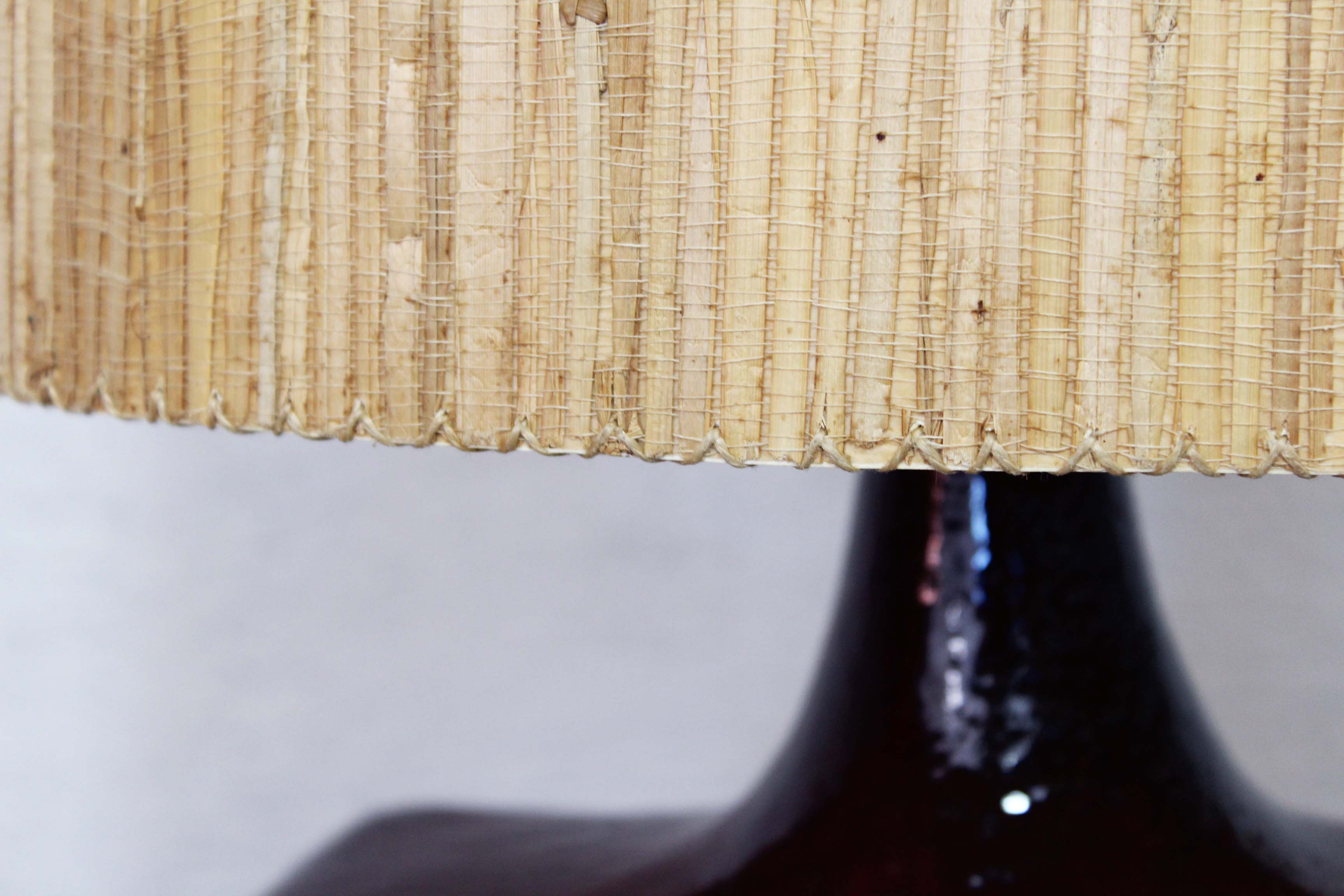 Beautiful ceramic table lamp and 60s straw