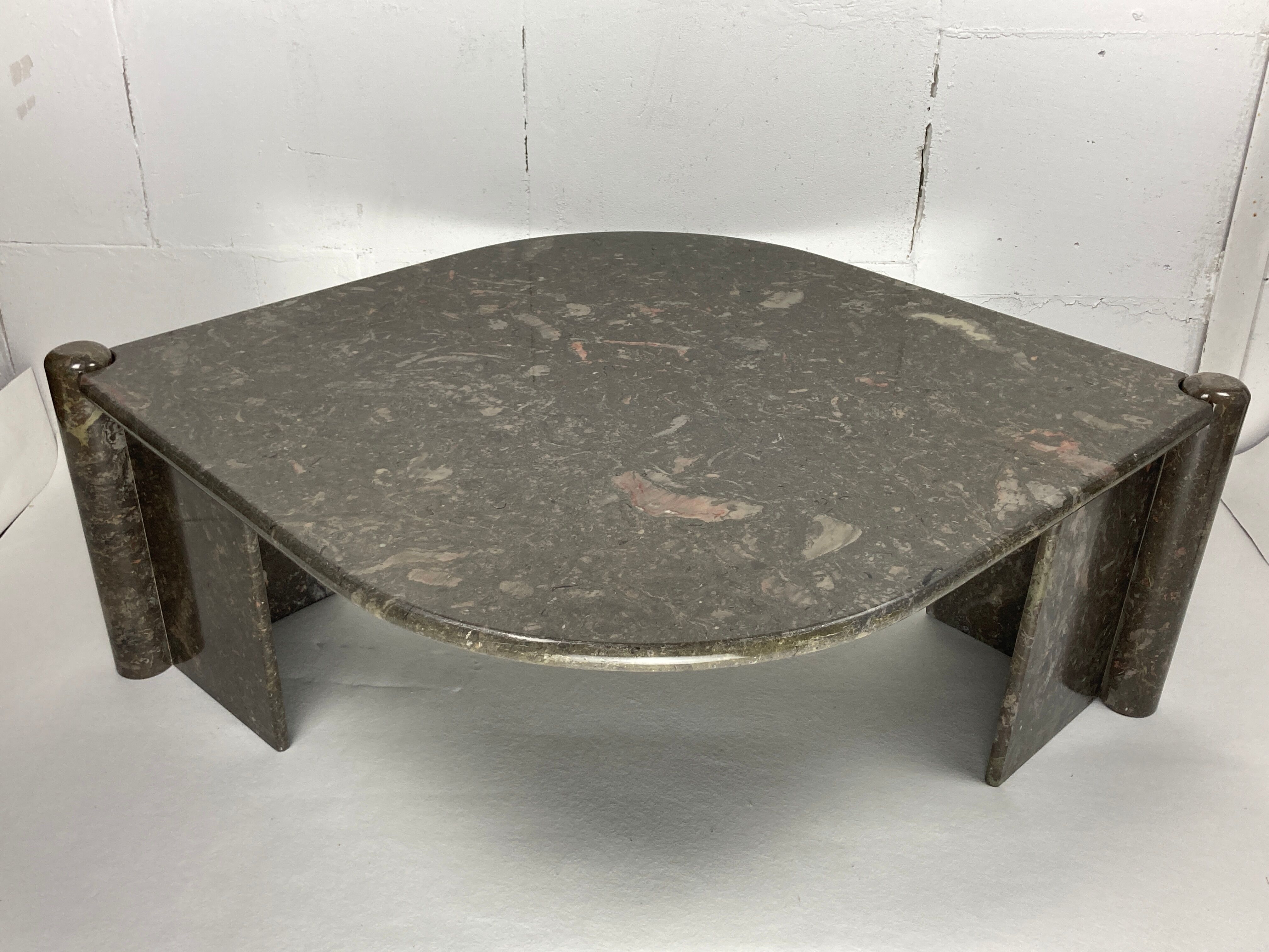 Italian marble teardrop coffee table, 1980s