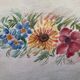Watercolor flowers painting on paper, signed fields, undated, unframed, blue orange red naif