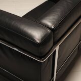 Cassina LC2 vintage two-seater sofa by Charlotte Perriand and Le Corbusier