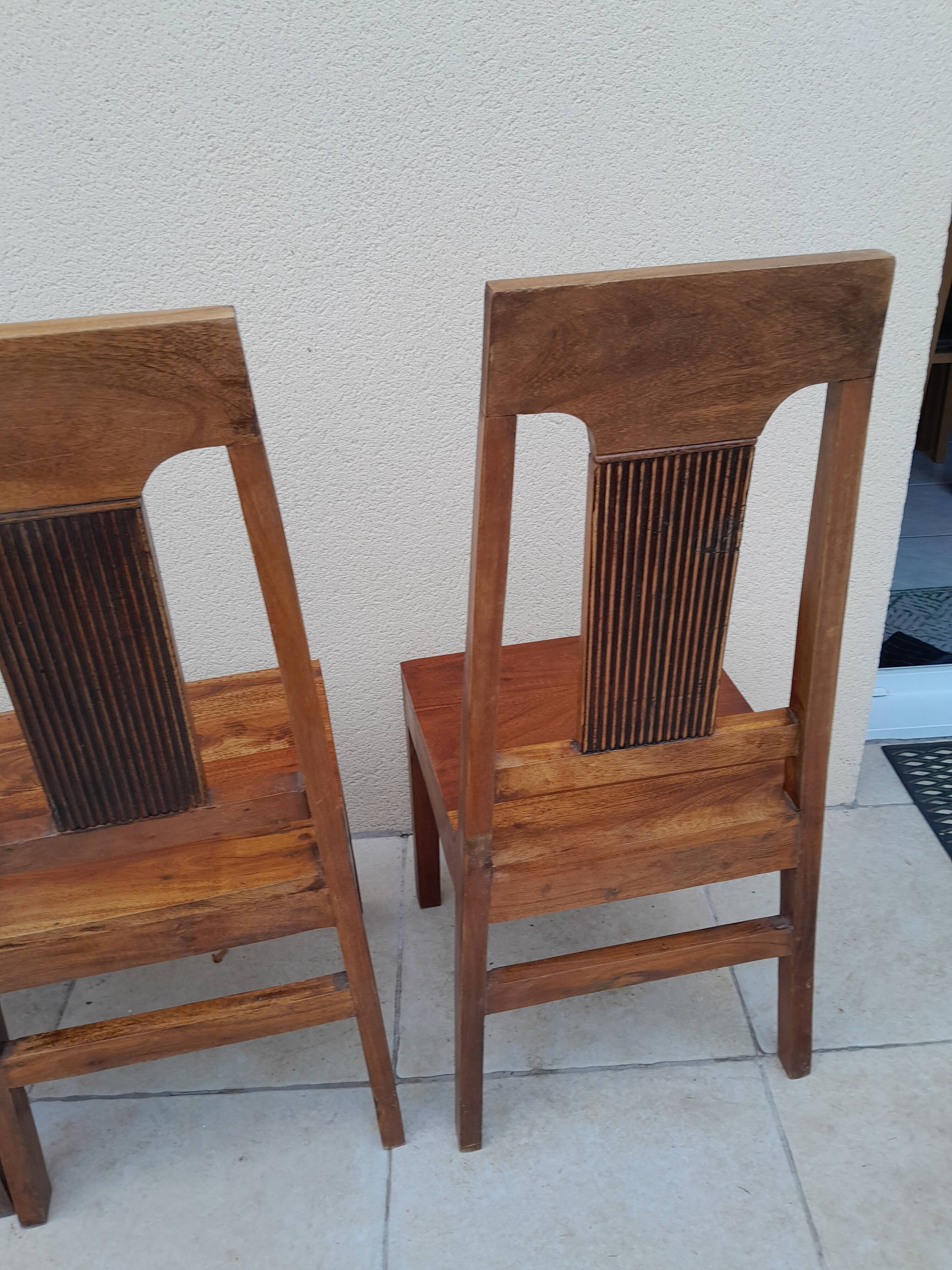 Vintage solid rosewood chairs and bench