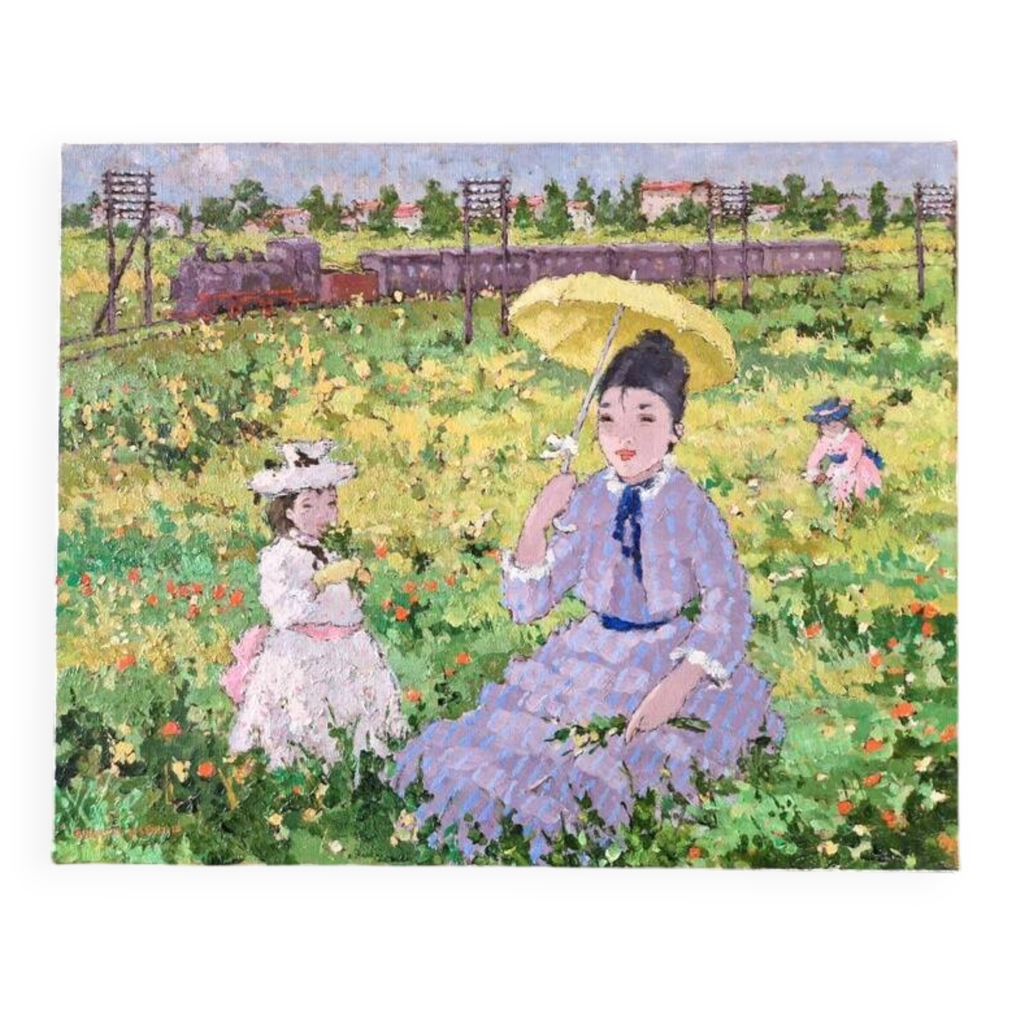 Suzanne Eisendieck (1908-1998) - Oil on canvas - "Sunday in the fields" - Signed