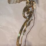 gilded bronze lamp 58x25x6kg glass shell lampshade 1960 original electric o