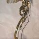 gilded bronze lamp 58x25x6kg glass shell lampshade 1960 original electric o