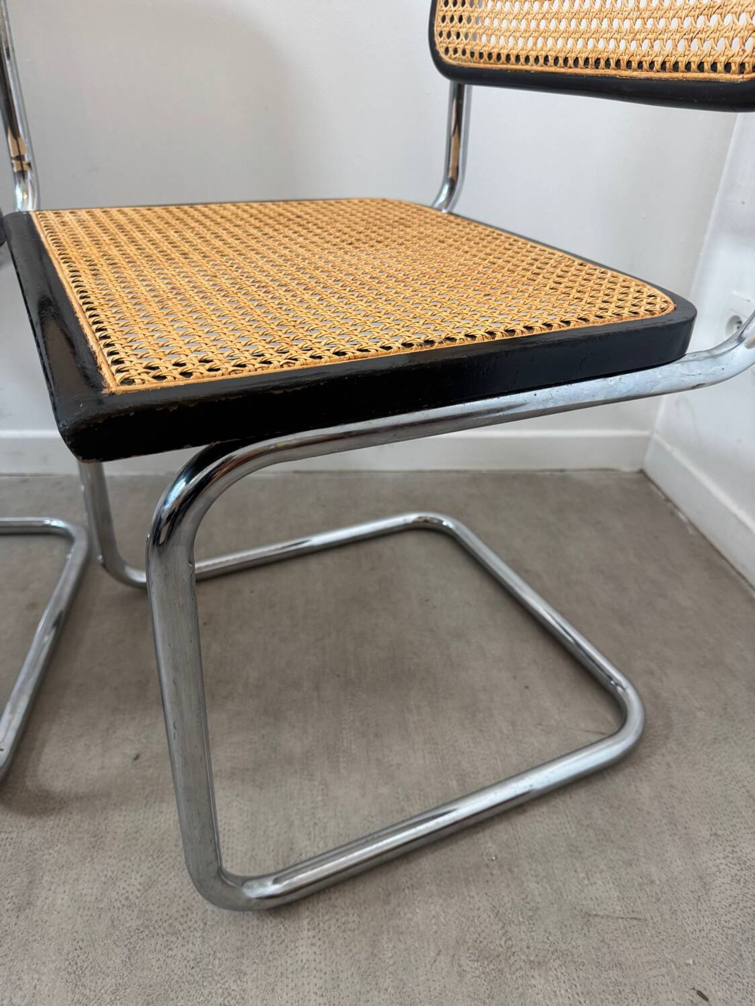 Pair of Marcel Breuer Cesca chairs made in Italy.
