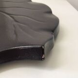 Plateau fromage en céramique feuille noire Vintage 1950