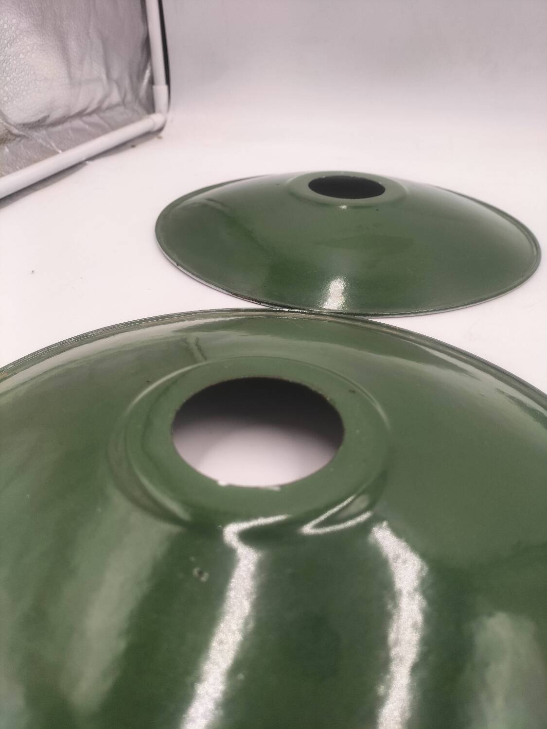 4 enameled sheet metal lampshades