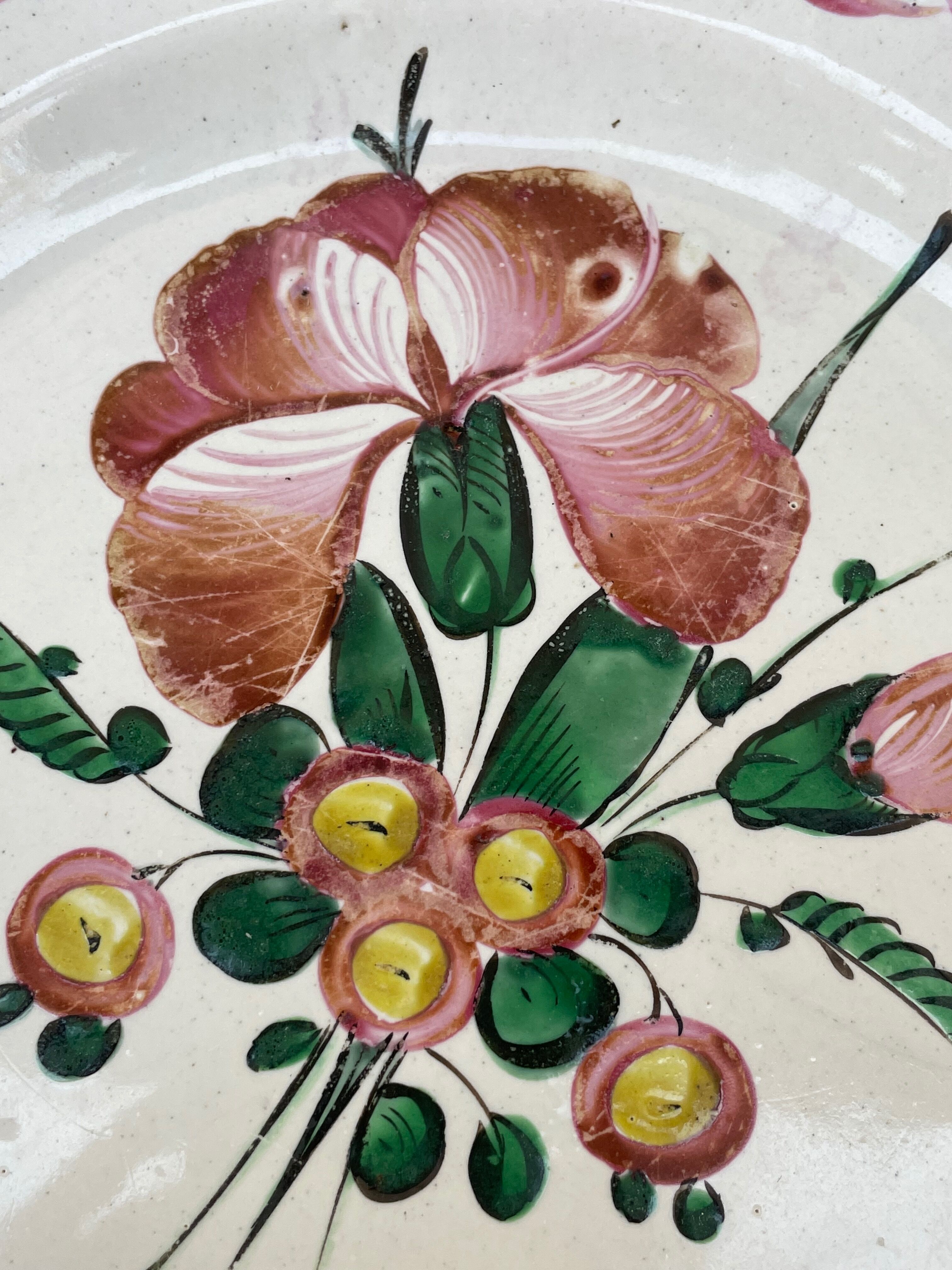 Antique plate with floral decoration