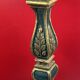 Grand pied de lampe bois vert antique et or 66 cm haut de douille