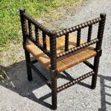 Pair of Bobbin armchairs, corner fire seat, corner