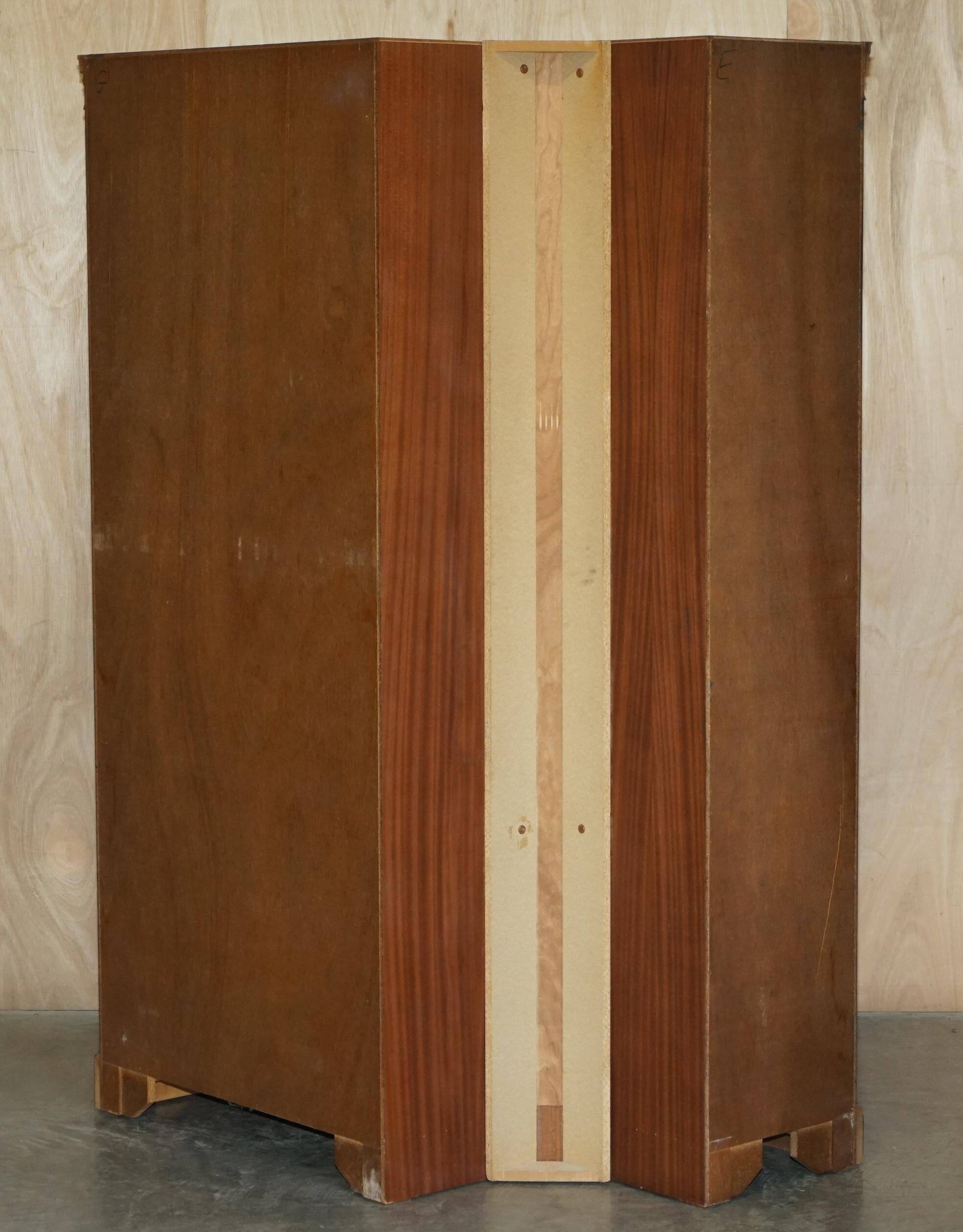 Bibliothèque d'angle vintage en acajou flammé et bois dur, 2 pièces