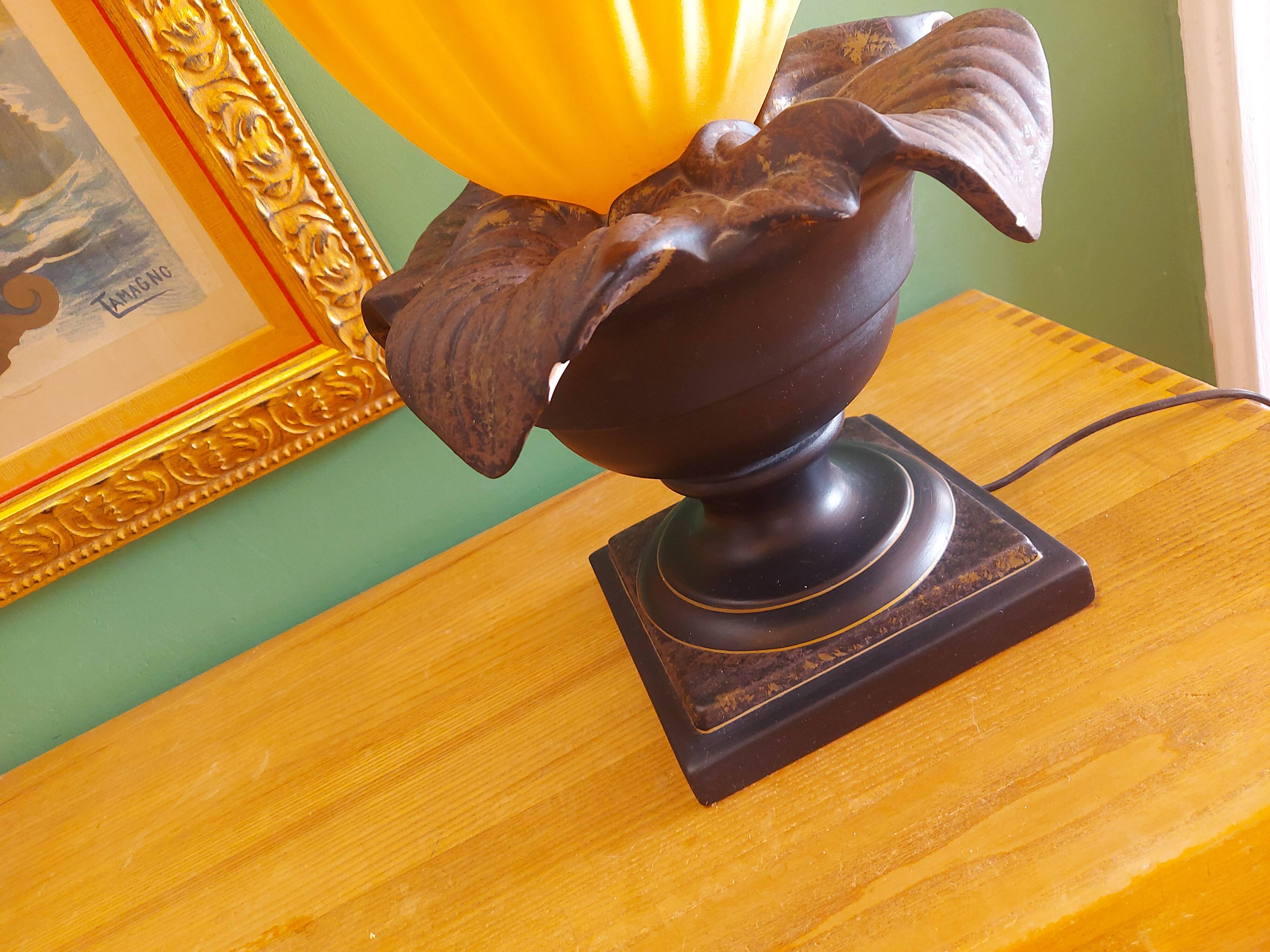 70's georgia jacob lamp, gold leaves