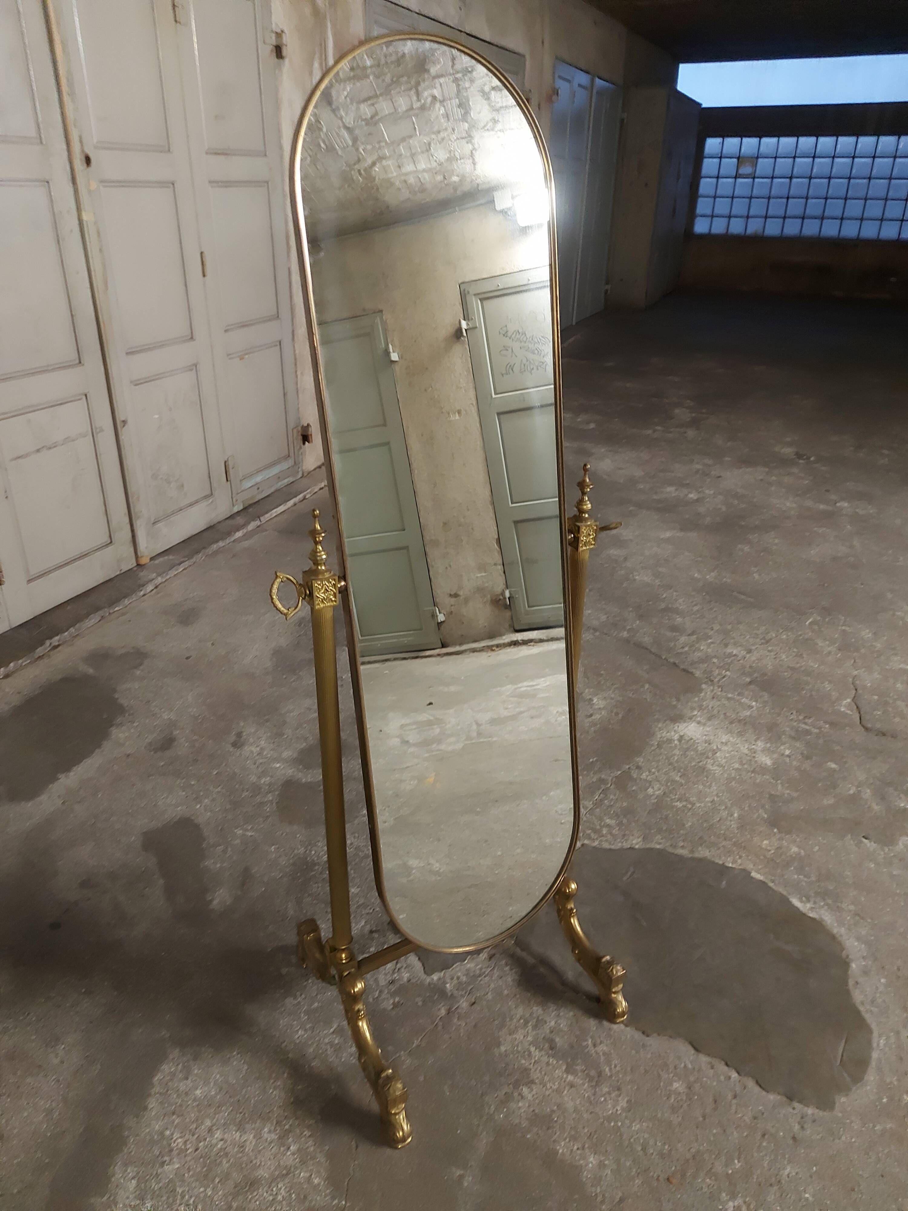 Psyche mirror in vintage gilded bronze
